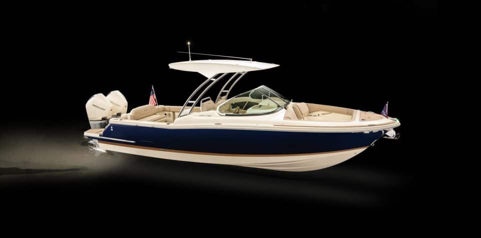 The 2022 Chris Craft Boats Calypso 27 in studio.